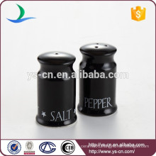 wholesale simple ceramic salt and pepper bottle with black glazed